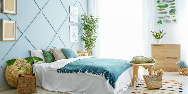 Interior of beautiful modern bedroom