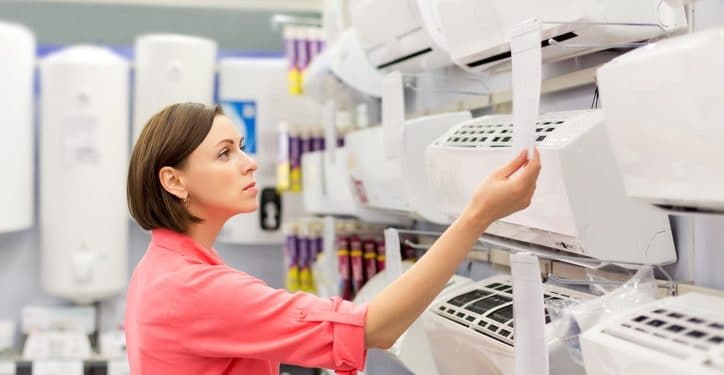 woman buys a air conditioner