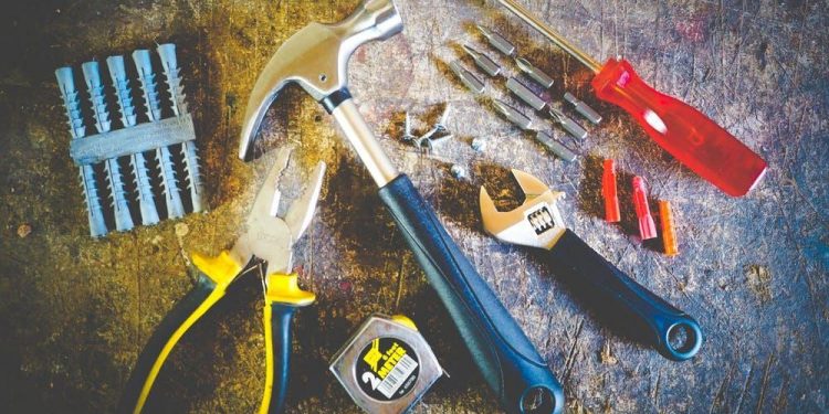 Tool Set on Plank